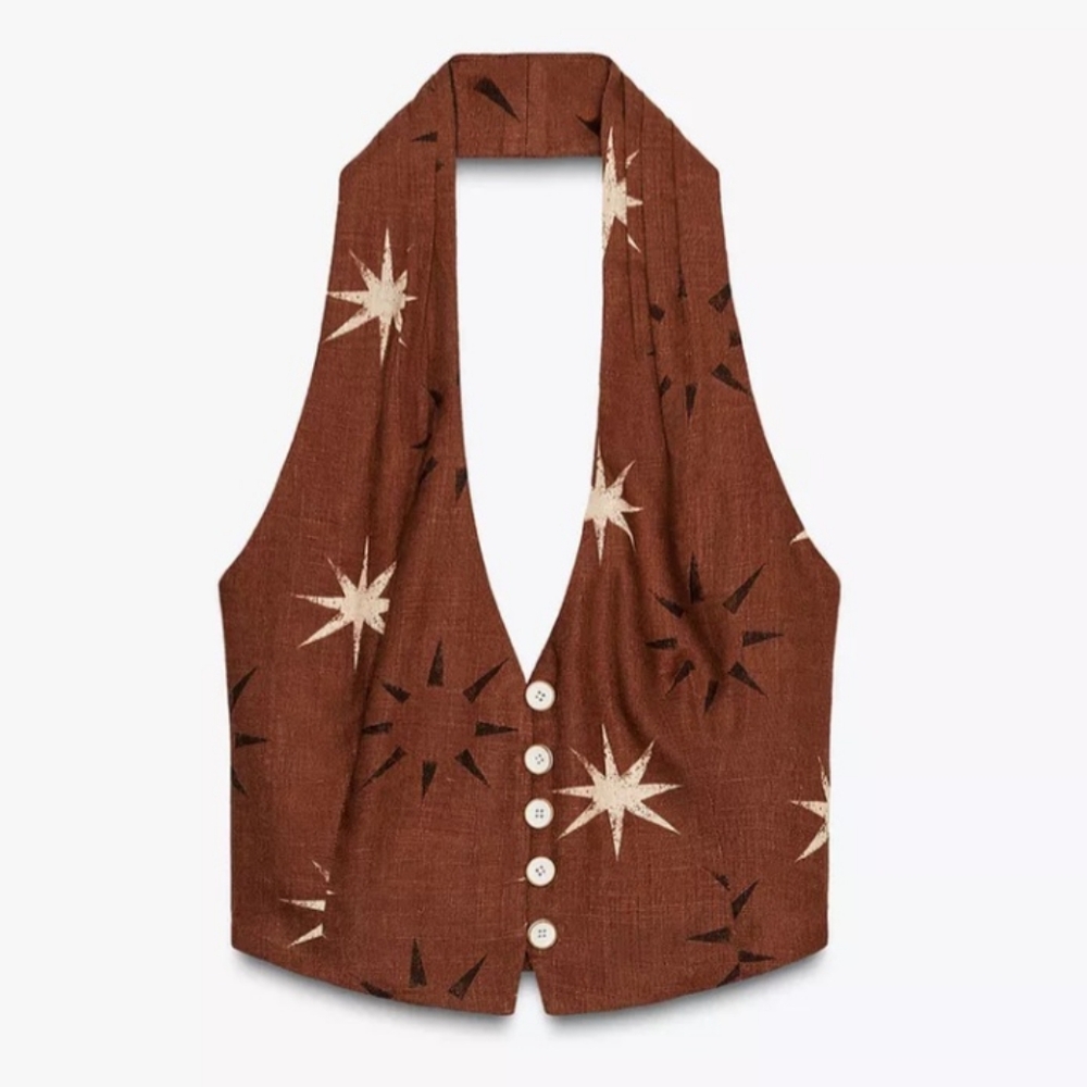 Brown Halter Neck Women Top